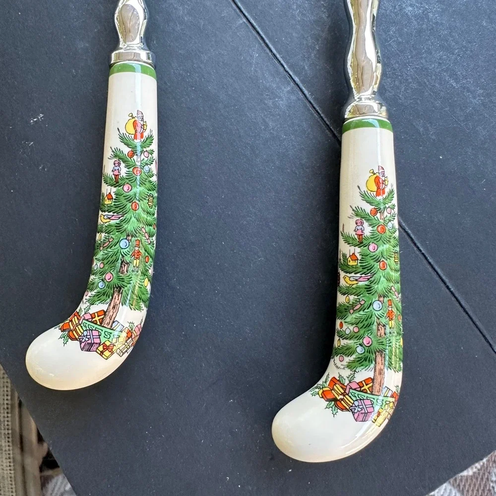 Spode Christmas Tree Cutlery - Serving Utensils Stainless Steel 2 Pc